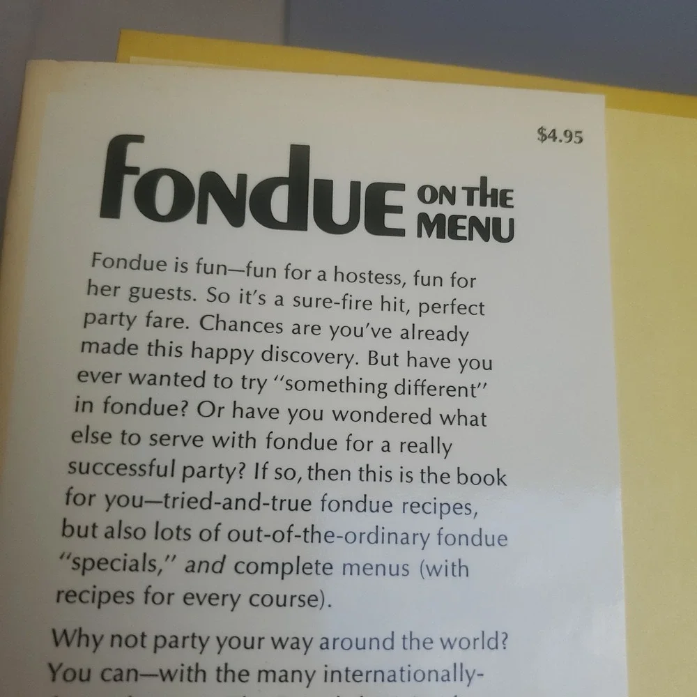 Fondue on the Menu Hardcover Vintage Book The Fondue Cookbook PB Retro 70's NOS